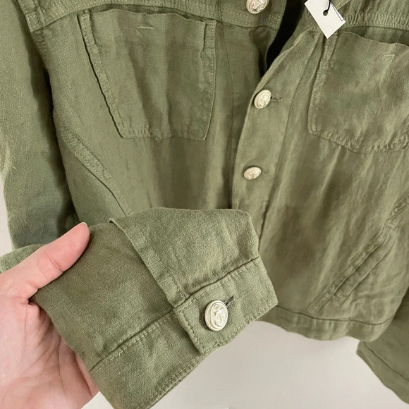 L'AGENCE Celine Slim Linen Utility Jacket - Sage Green - XXL - Picture 9 of 15
